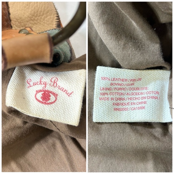 Lucky Brand Multicolored Patchwork Leather Hobo Tote Bag Boho - Picture 13 of 16